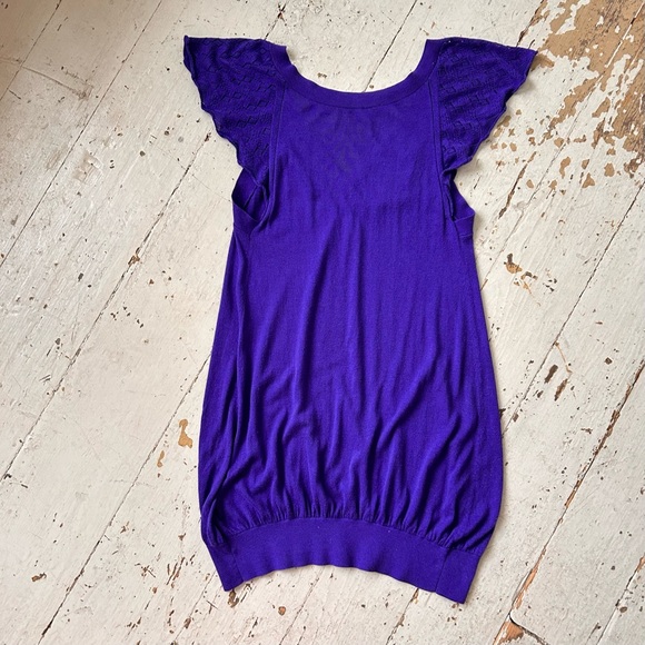 Free People Knit Purple Flutter Sleeves Tunic Dress - Picture 14 of 14